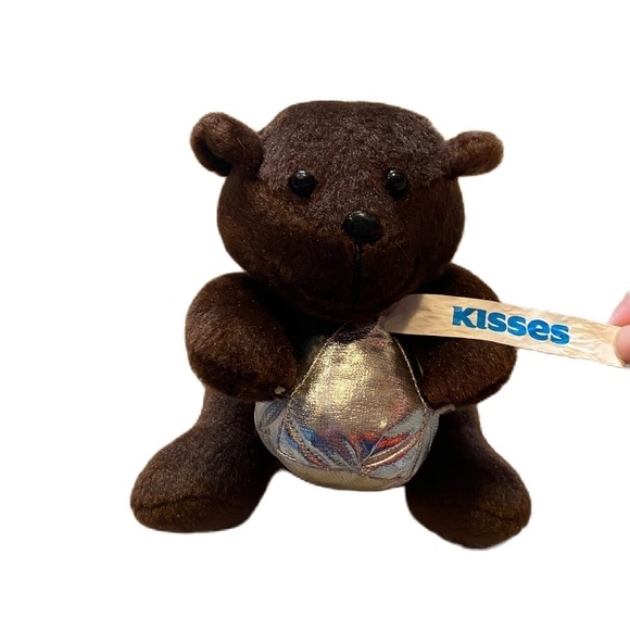 Hershey Park Kiss Bear Silver Chocolate Brown Stuffed Plush Animal Kids Toy - Picture 1 of 6